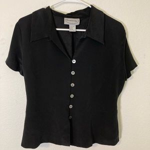 Vintage Black Silk Blouse